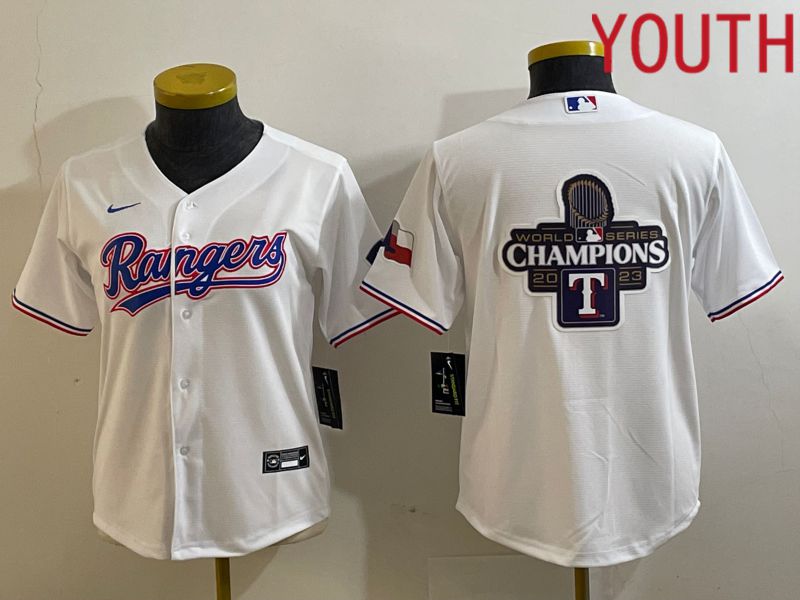 Youth Texas Rangers Blank White Game Nike 2023 MLB Jersey style 3